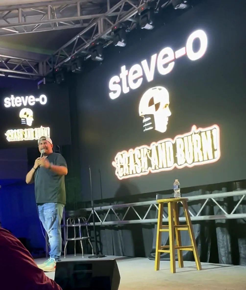 Chris performing on the Steve-O Crash and Burn stage